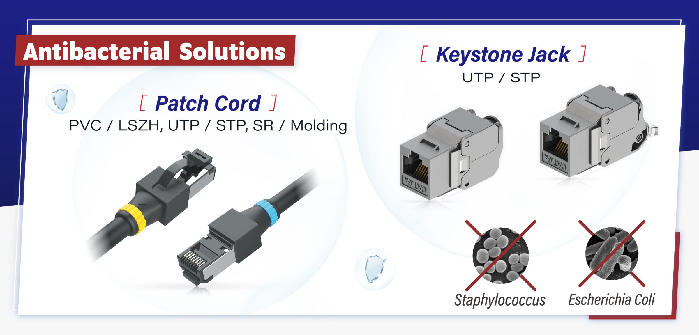 โซลูชันต้านเชื้อแบคทีเรีย RJ45 Ethernet
