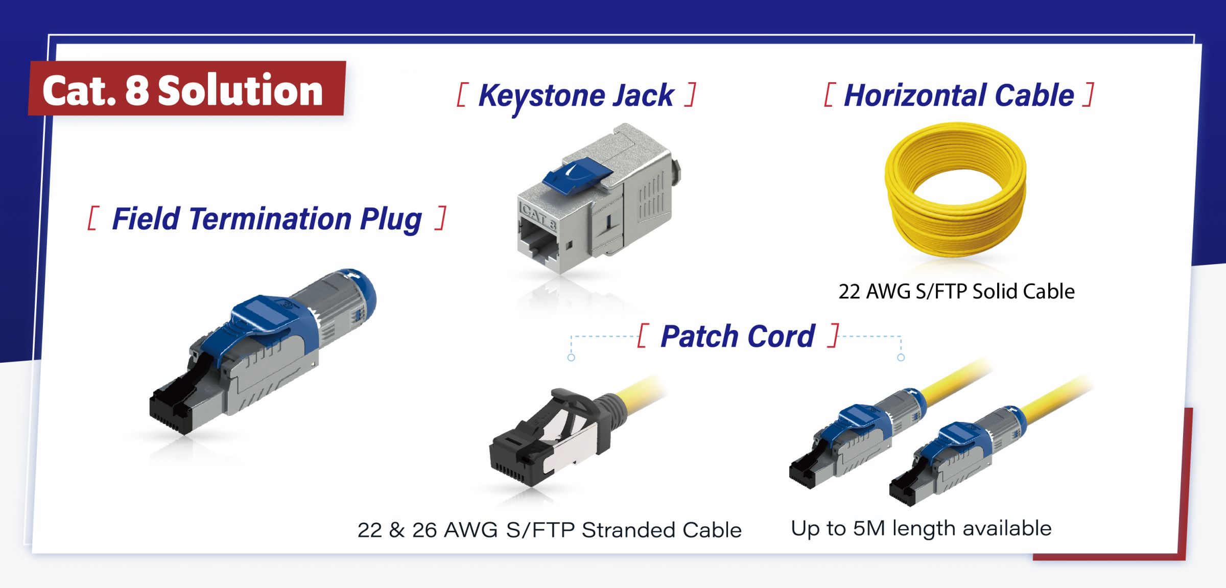 rj45 ethernet category 8 cabling solution connector cable keystone jack